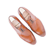 Three Eyelet Derby With Medallion In Calf Leather