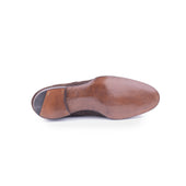 Half Broguesaddle Derby In Dark Brown Suede Leather