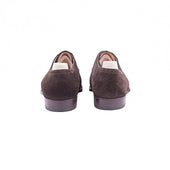 Half Broguesaddle Derby In Dark Brown Suede Leather