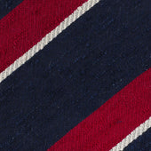 Striped Shantung Bespoke Tie - Navy / Red / White