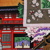 Ukiyo E Silk Pocket Square Kurama Dera 40x40cm