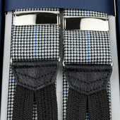 Wool Braces Grey Houndstooth