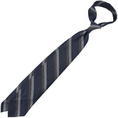 Striped Grossa Grenadine Silk Tie Elephant White