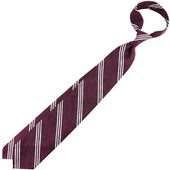 Triple Bar Shantung Silk Tie Eggplant Hand Rolled