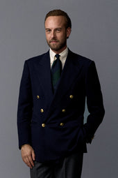 Block Stripe Grenadine Garza Fina Silk Tie Navy Green