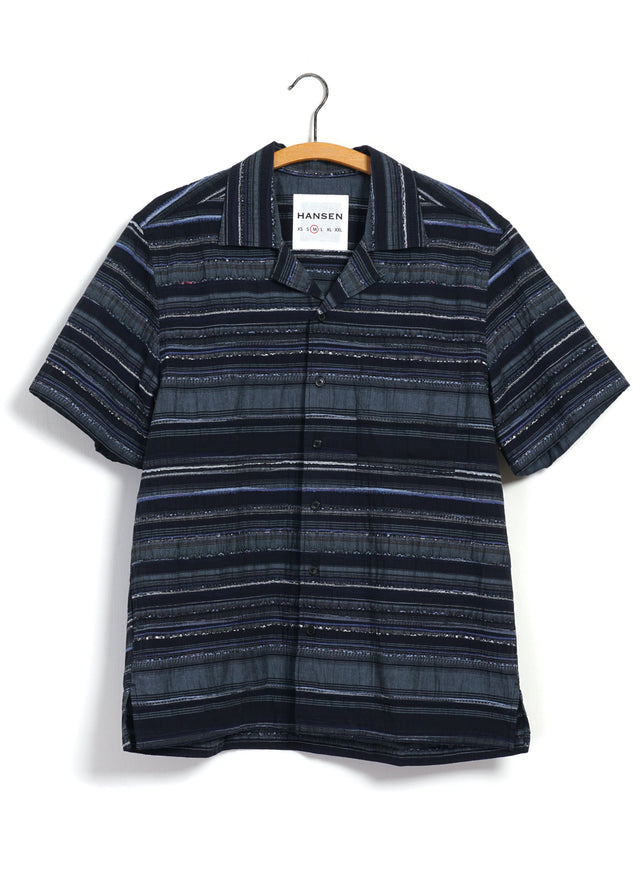 CALEB 31-36-3 | Short Sleeve Cabana Shirt | Multiple Blue