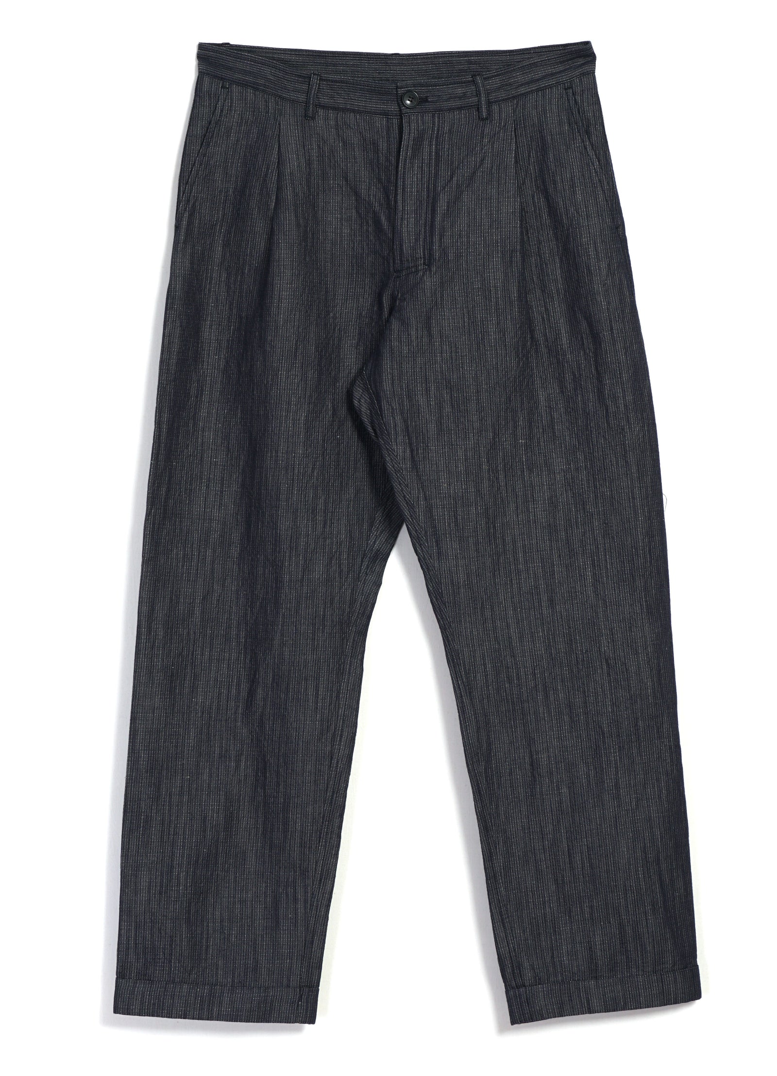 SUNE 31-66-3 | Classic Pleated Trousers | Navy Dobby