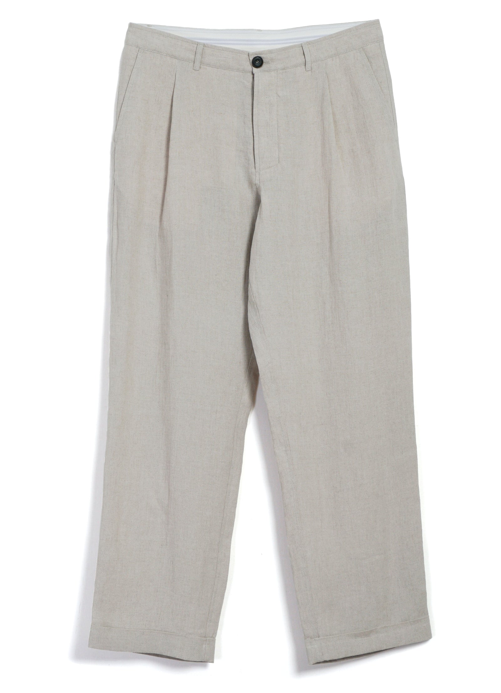 SUNE 31-67-1 | Classic Pleated Trousers | Nature Linen