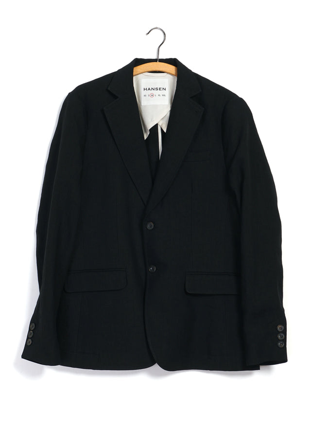 CHRIS 31-67-2 | Classic Two Button Blazer | Black Linen