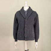 Ribbed Shawl Collar Cashmere Blend Cardigan In Dark Grey