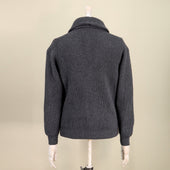 Ribbed Shawl Collar Cashmere Blend Cardigan In Dark Grey
