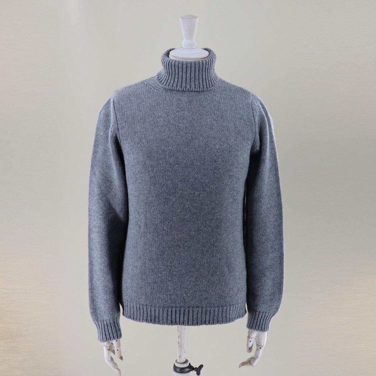 12ply Cashmere Roll Neck Sweater In Grey