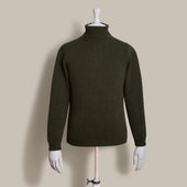 12Ply Cashmere Roll Neck Sweater In Khaki