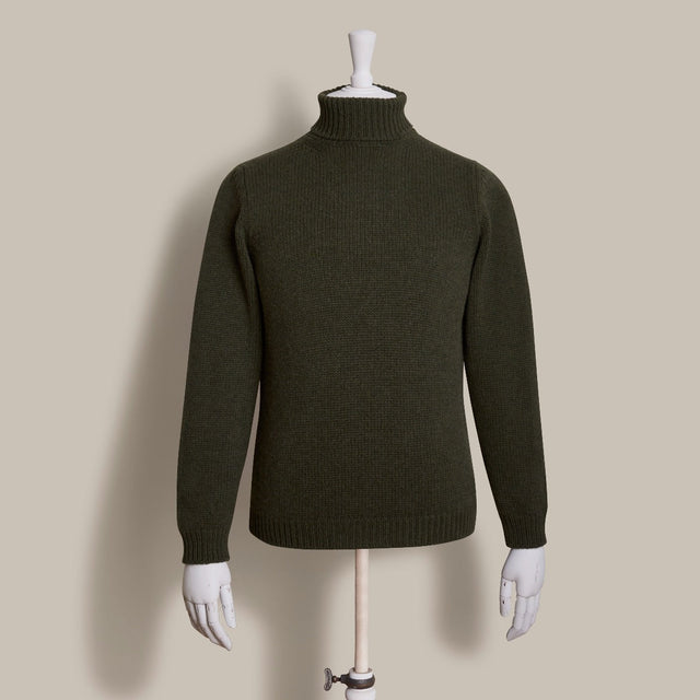 12Ply Cashmere Roll Neck Sweater In Khaki