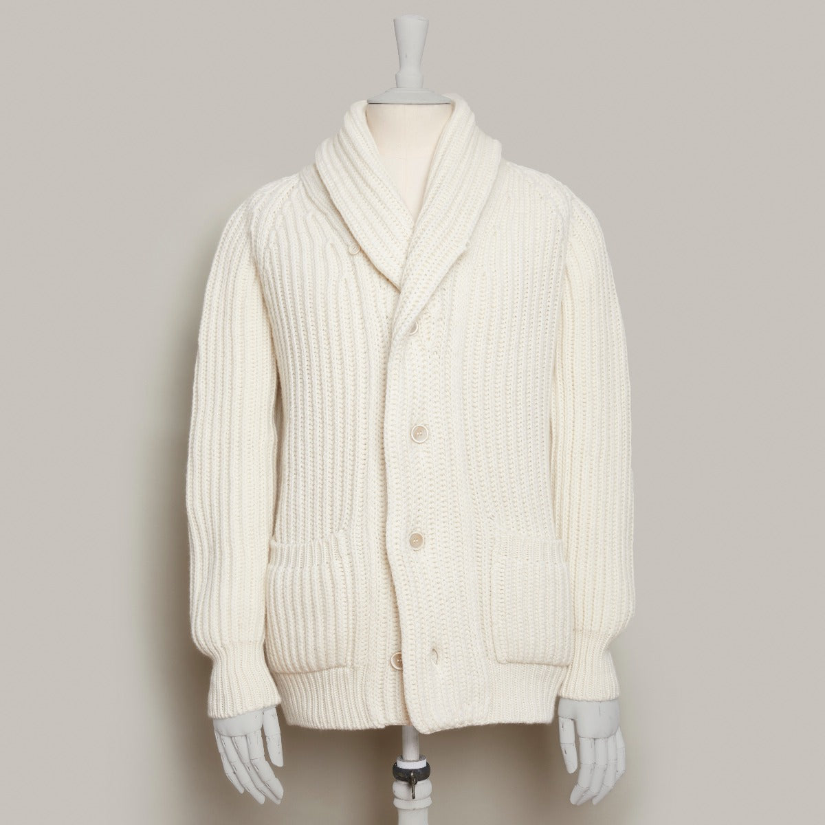 Ribbed 12 Ply Cashmere Cardigan In