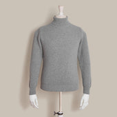 Ribbed Cashmere Blend Roll Neck In Grey