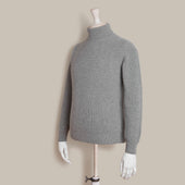 Ribbed Cashmere Blend Roll Neck In Grey