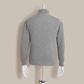Ribbed Cashmere Blend Roll Neck In Grey