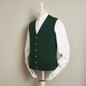 12-Gauge Cashmere Blend Waistcoat With Pockets In Dark Green