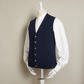 12-Gauge Cashmere Blend Waistcoat With Pockets With Navy