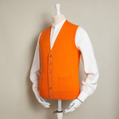 12-Gauge Cashmere Blend Waistcoat With Pockets With Orange