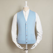 12-Gauge Cashmere Blend Waistcoat With Pockets In Sky