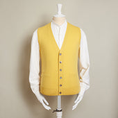 12-Gauge Cashmere Blend Waistcoat With Pockets In Yellow