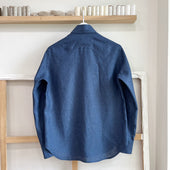 Blue Chambray Linen Sawtooth Western Shirt