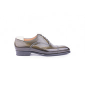 Straight Toe Cap Oxford In Green Crust Calf Leather