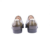 Straight Toe Cap Oxford In Green Crust Calf Leather