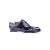 Straight Toe Oxford Fully Brogued In Dark Blue Calf Leahter