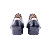 Straight Toe Oxford Fully Brogued In Dark Blue Calf Leahter