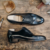 Straight Toe Oxford Fully Brogued In Dark Blue Calf Leahter