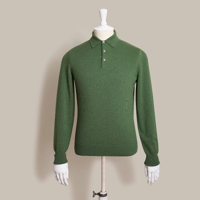Wool And Cashmere Polo Shirt In Dark Green