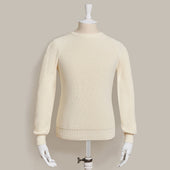 Ribbed Cotton Raglan Sleeved Sweater In Light Cream
