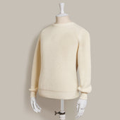 Ribbed Cotton Raglan Sleeved Sweater In Light