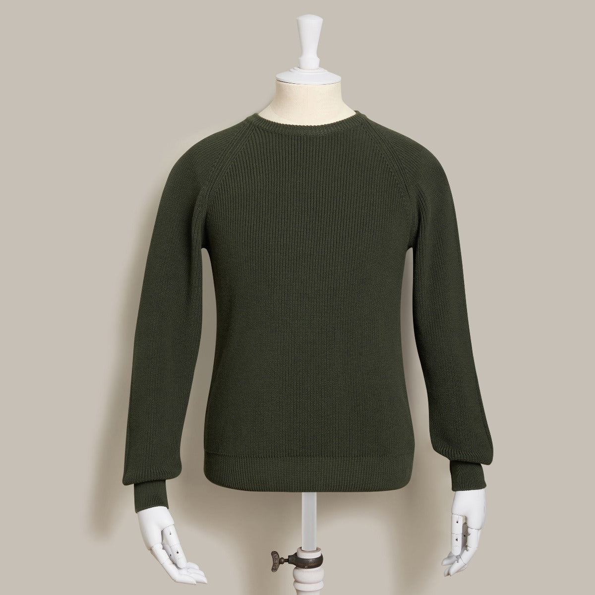 Ribbed Cotton Raglan Sleeved Sweater In