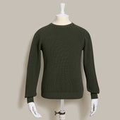 Ribbed Cotton Raglan Sleeved Sweater In Khaki