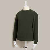 Ribbed Cotton Raglan Sleeved Sweater In