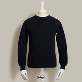 Ribbed Cotton Raglan Sleeved Sweater In Dark Navy