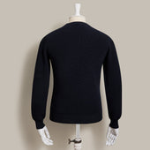 Ribbed Cotton Raglan Sleeved Sweater In