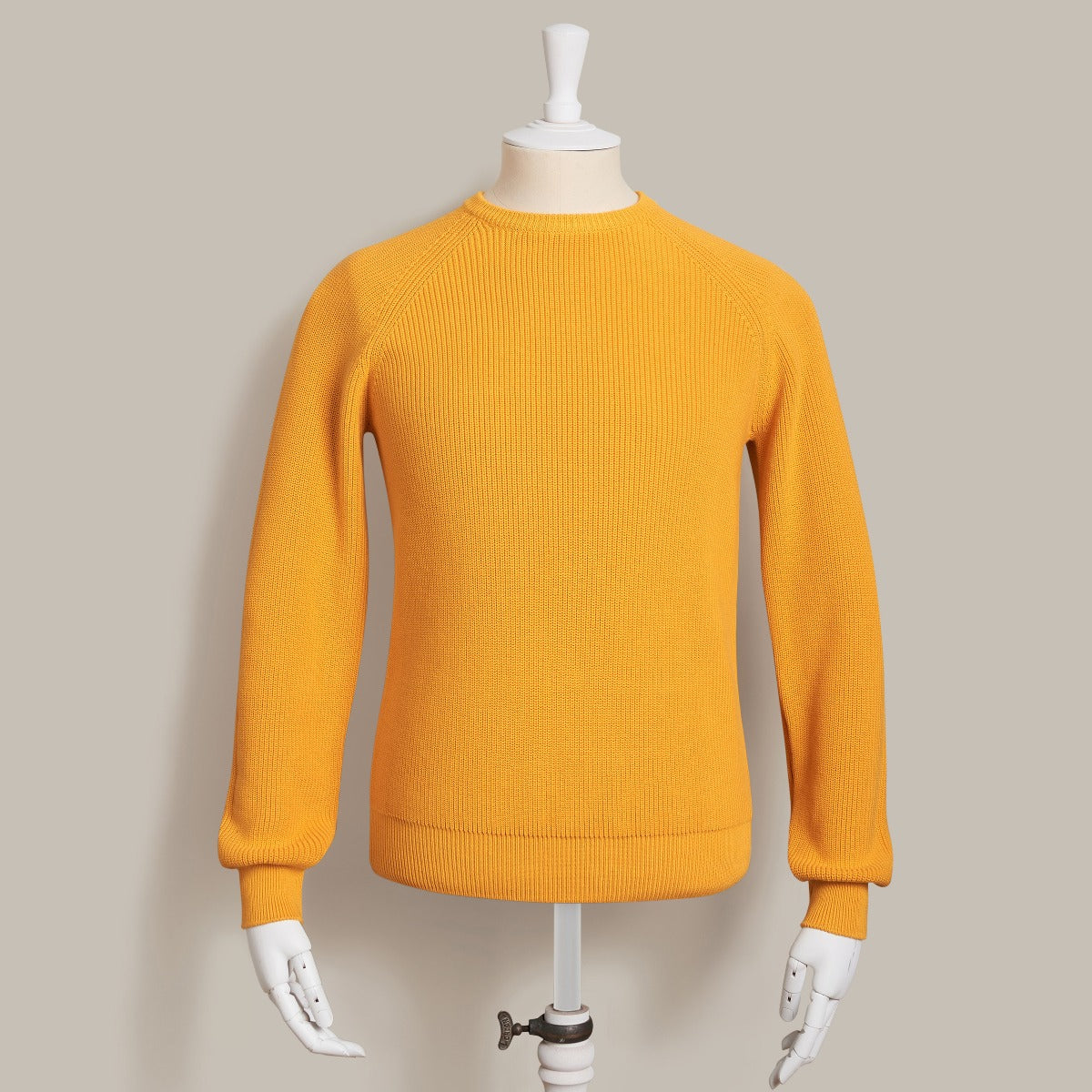 Ribbed Cotton Raglan Sleeved Sweater In Gold