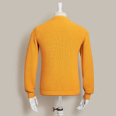 Ribbed Cotton Raglan Sleeved Sweater In Gold