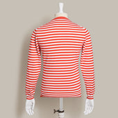 Soft Cotton Stripe Knitted Sweater In Red