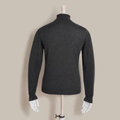 Soft Roll Neck Cashmere And Silk Sweater In Dark Grey