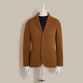 Single Breasted Cashmere Blend Unstructured Knitted Blazer in Tobacco