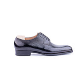 Plain Derby With Reduced Lacing In Dark Brown Shrunken Calf Leather