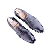 Plain Derby With Reduced Lacing In Dark Brown Shrunken Calf Leather