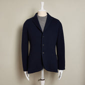 Single Breasted Cashmere Blend Unstructured Knitted Blazer In Navy