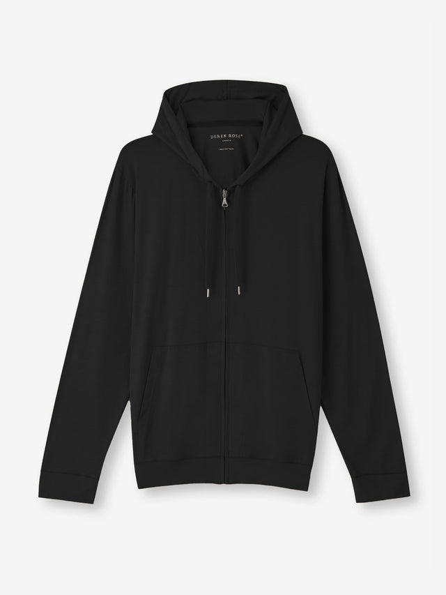 Men's Zip Up Hoodie Basel Micro Modal Stretch Black
